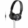 Sony Auriculares MDRZX310APB Cascos Cerrados Supraurales con Micrófono, Plegables, Jack 3.5mm, Negro, 1.2m